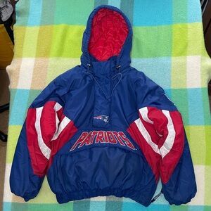 Vintage Starter Pro Line New England Patriots Football Half Zip Puffer Jacket